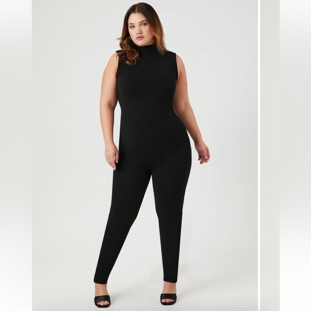 Forever 21 plus size fashion nova curve seamless stretchy  ribbed jumpsuit